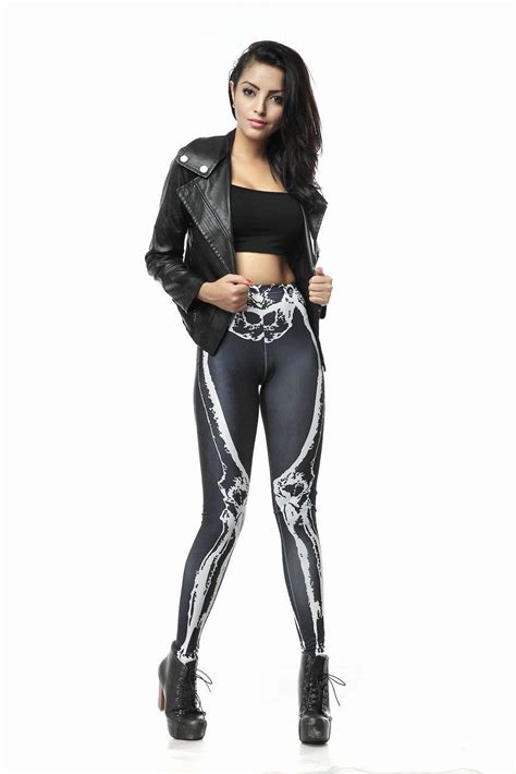 free shipping 3f33043 new style punk skull bone pattern leggings