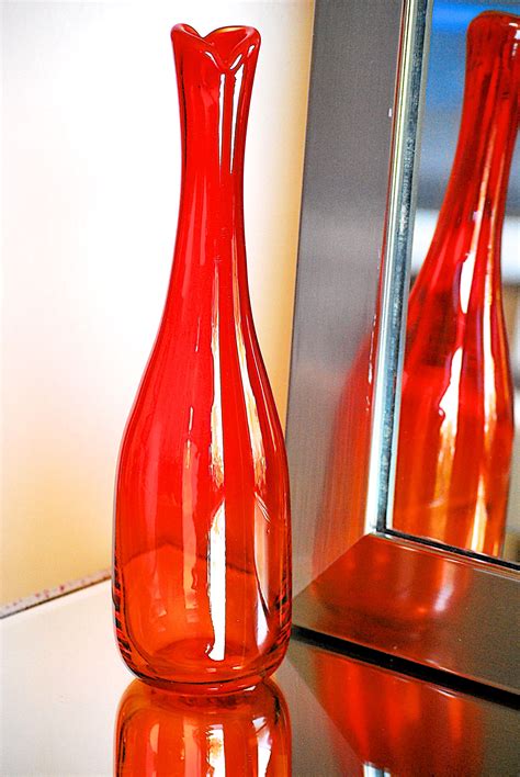 Vintage Blenko Hand Blown Glass Vase Designed By Joel Myers As Seen In