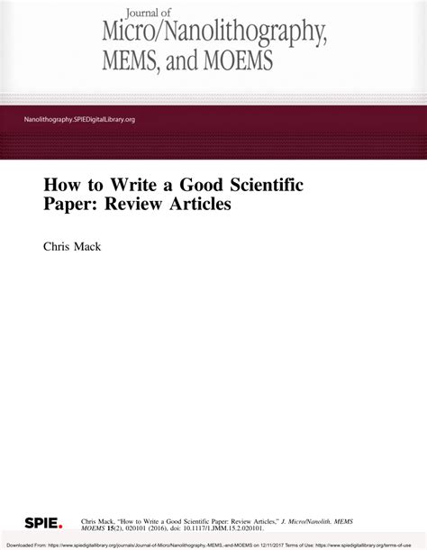 write  good scientific paper review articles