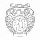 Jar Zentangle Cherry Jam Stylized Illustration Stock Freehand Sketch Adul Pages Coloring Vector Tattoo Adult Panki Depositphotos sketch template