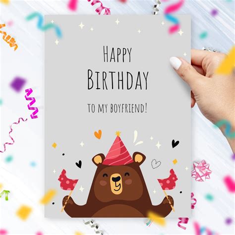 romantic birthday card  boyfriend template editable