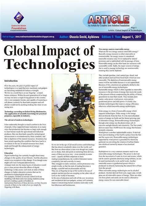 article global impact  technologies author olusola david ayibiowu