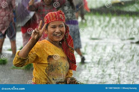 Chitwan Nepal September 12 2020 Nepali Girl Posing For A Camera From