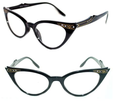 women s small cat eye vintage clear lens eye glasses black with