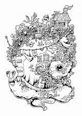 Book Coloring Doodle Invasion Behance Adult Kerby Rosanes Doodles Illustrations Adults Quick Tumblr sketch template