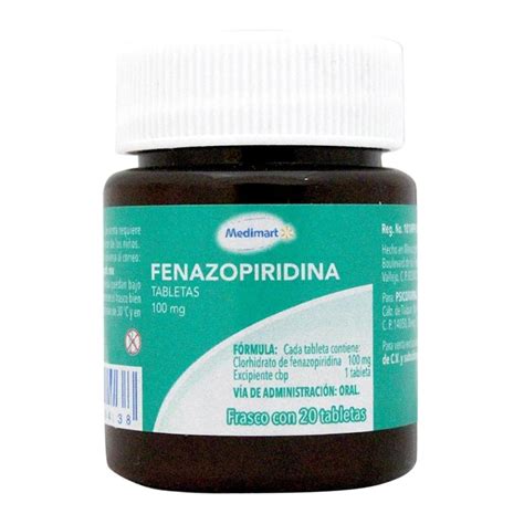 fenazopiridina medimart 100 mg 20 tabletas walmart
