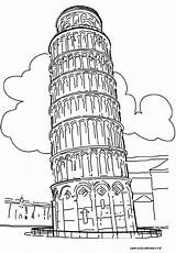 Pise Coloriages Italie Colorear Wonders Pisa Colouring Leaning sketch template