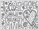 Coloring Bible Verse God Pages Heart Soul Mind Strength Adult Verses School Sunday Christian Printable Kids Loves Book Etsy Jesus sketch template
