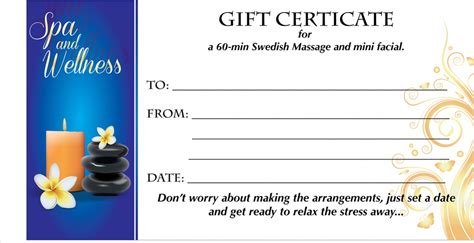 massage gift card template massage gift certificate templates