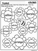 Color Spring Worksheets Worksheet Coloring Colors Kindergarten Preschool Learning Activities Words Activity Sheets Flower Classroom Madebyteachers Fun Learn Number sketch template
