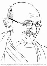 Gandhi Mahatma Step Sketch Jayanti Independence Drawingtutorials101 Politician Politicians Undisputed Tutorial Mahathma sketch template