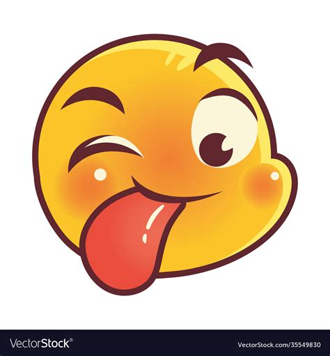 funny emoji tongue out emoticon face expression vector image