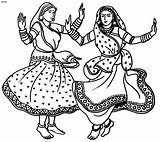 Folk Colouring Garba Classical Dances Danse 4to40 Folklorique sketch template