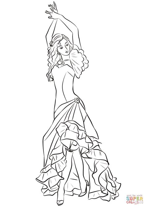 flamenco girl coloring page  printable coloring pages