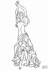 Flamenco Coloring Pages Girl Spain Printable Drawing Getdrawings sketch template
