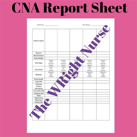 cna report sheet etsy