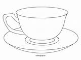 Cup Tea Teacup Coloring Template Printable Pages Hot Chocolate Cups Drawing Paper Pot Saucer Templates Printables Mothers Line Mug Clipart sketch template