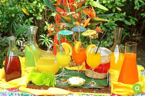a fun tropical drinks station for your engagement party tropical