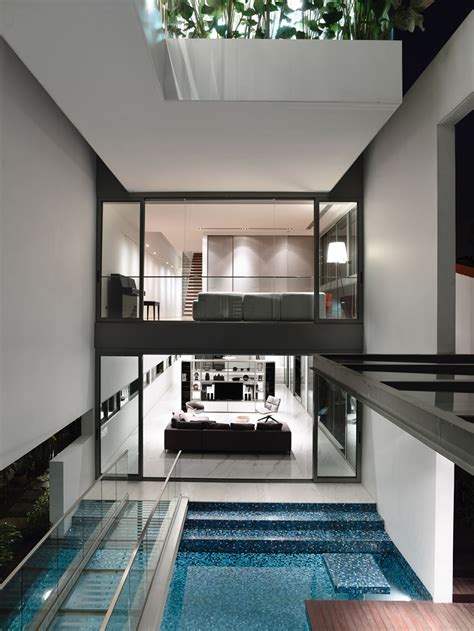 sleek modern home  singapore  glass bridge  pool idesignarch interior design