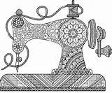 Sewing Machine Pages Coloring Drawing Zentangle Mandala Zentangles Mandalas Template Drawings Emb Silhouettes Patterns Vintage Doodle Printable Getcolorings Machines Uploaded sketch template
