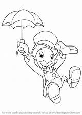 Cricket Pinocchio Jiminy Draw Drawing Step Drawingtutorials101 Disney Coloring Cartoon Pages Choose Learn Da Umbrella Kids Tutorials Board sketch template