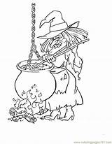 Witch Halloween Cauldron Coloring Pages Printable Witches Color Online Kids Para Holidays sketch template