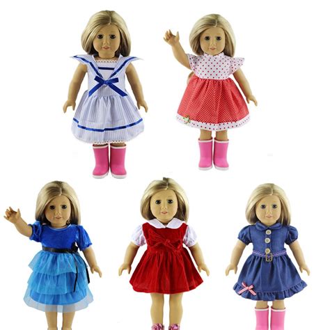 5 Colors American Girl Doll Dress 18 Inch Doll Clothes And Accessories
