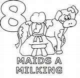 Maids Milking Coloring Christmas Days Pages Twelve Printable Eight Template Color Getcolorings Choose Board sketch template