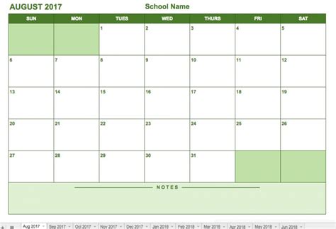 google sheets monthly schedule template