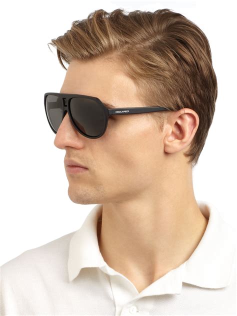 dsquared² aviator plastic sunglasses in black for men lyst