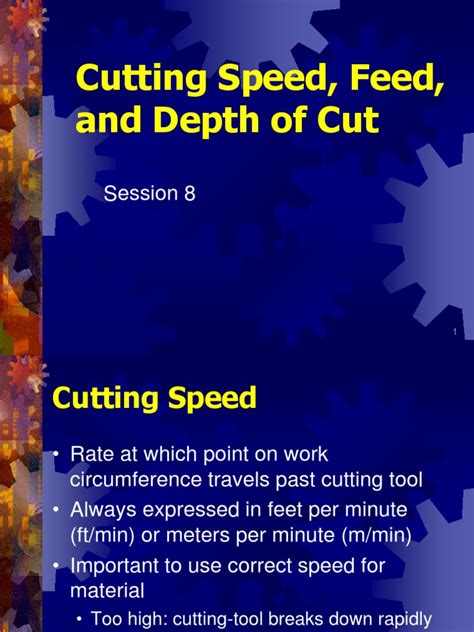 cutting speed feed   equipment metalworking