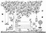 Garden Coloring Clip Pages Printable Adults Kids sketch template