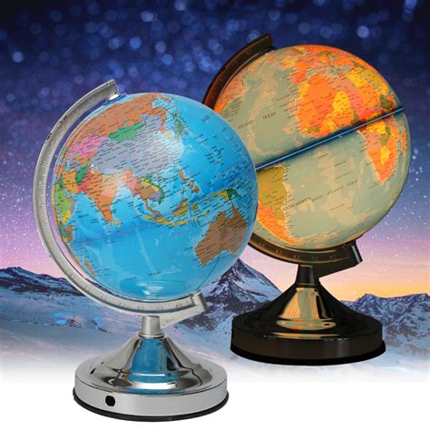 illuminated lamp rotating world earth globe ocean desk globe led night