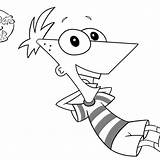 Coloring Ferb Phineas Isabella sketch template