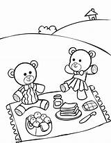 Picnic Coloring Bear Teddy Pages Kids Crayons Grab Bears Party sketch template