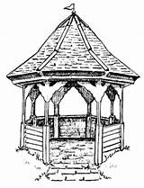 Gazebo Coloring Pages Bridges Outlines Relaxing Colouring Template Drawings Sketch Stamps sketch template