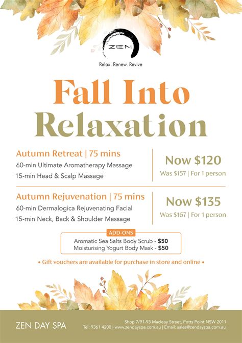 autumn rejuvenation zen day spa
