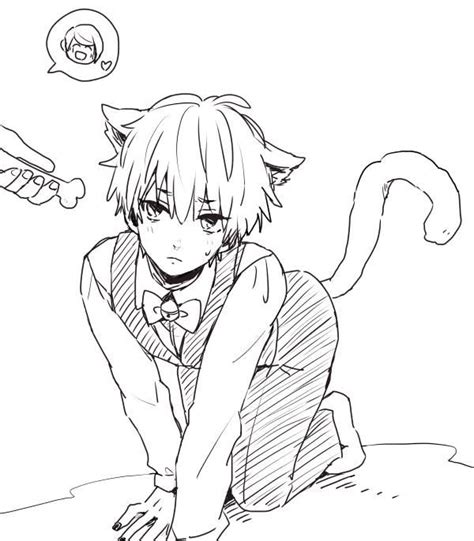 anime cat boy coloring pages