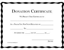 printable donation certificates templates