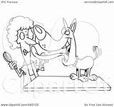 Dog Cartoon Licking Groomer Outline His Toonaday Illustration Royalty Rf Clip Leishman Ron sketch template