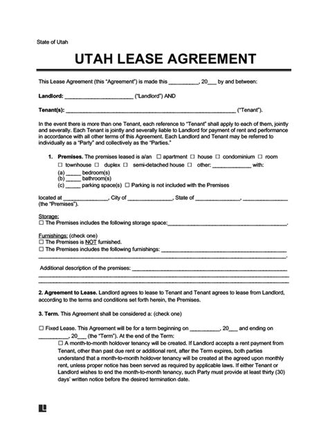 utah residential leaserental agreement create