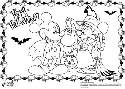 minnie  mickey mouse coloring pages  halloween team colors