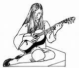 Guitar Coloring Pages Girl Printable Playing Plays Color Play Colouring Drawing Clipart Girls Supercoloring Chicas Clipartbest Kids Popular Comments Silhouettes sketch template