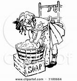 Washing Clipart Laundry Vintage Girl Retro Illustration Royalty Prawny Vector Mother Woman Folding Son Graphics Regarding Notes Clipartof sketch template
