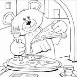 Pizza Coloring Pages Bear Teddy Printable Kids Picnic Eat Colouring Color Bears Books Popular Baby Cartoon Food Print Visit Getdrawings sketch template