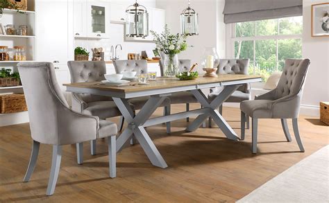 grange painted grey  oak extending dining table   duke grey