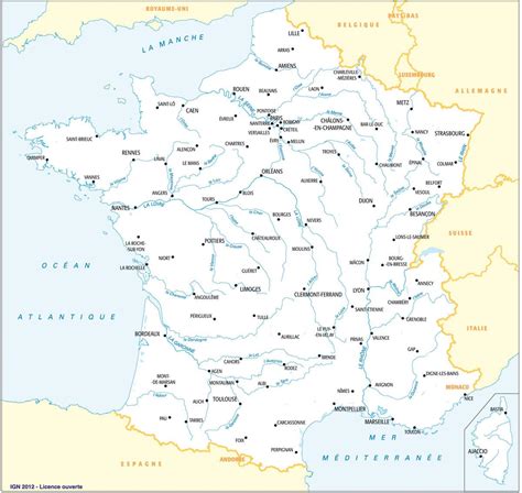 geographical map  france topography  physical features  france