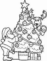 Coloring Santa Christmas Tree Pages Sheets Claus Printable Kids Trees Crayola Reindeer Print Color Drawing Activity Preschool Deer Father Decorating sketch template