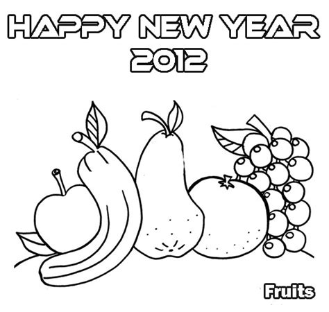 fruits coloring pages happy  year  learn  coloring
