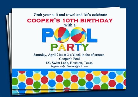 pool party invitation printable  printed   shipping